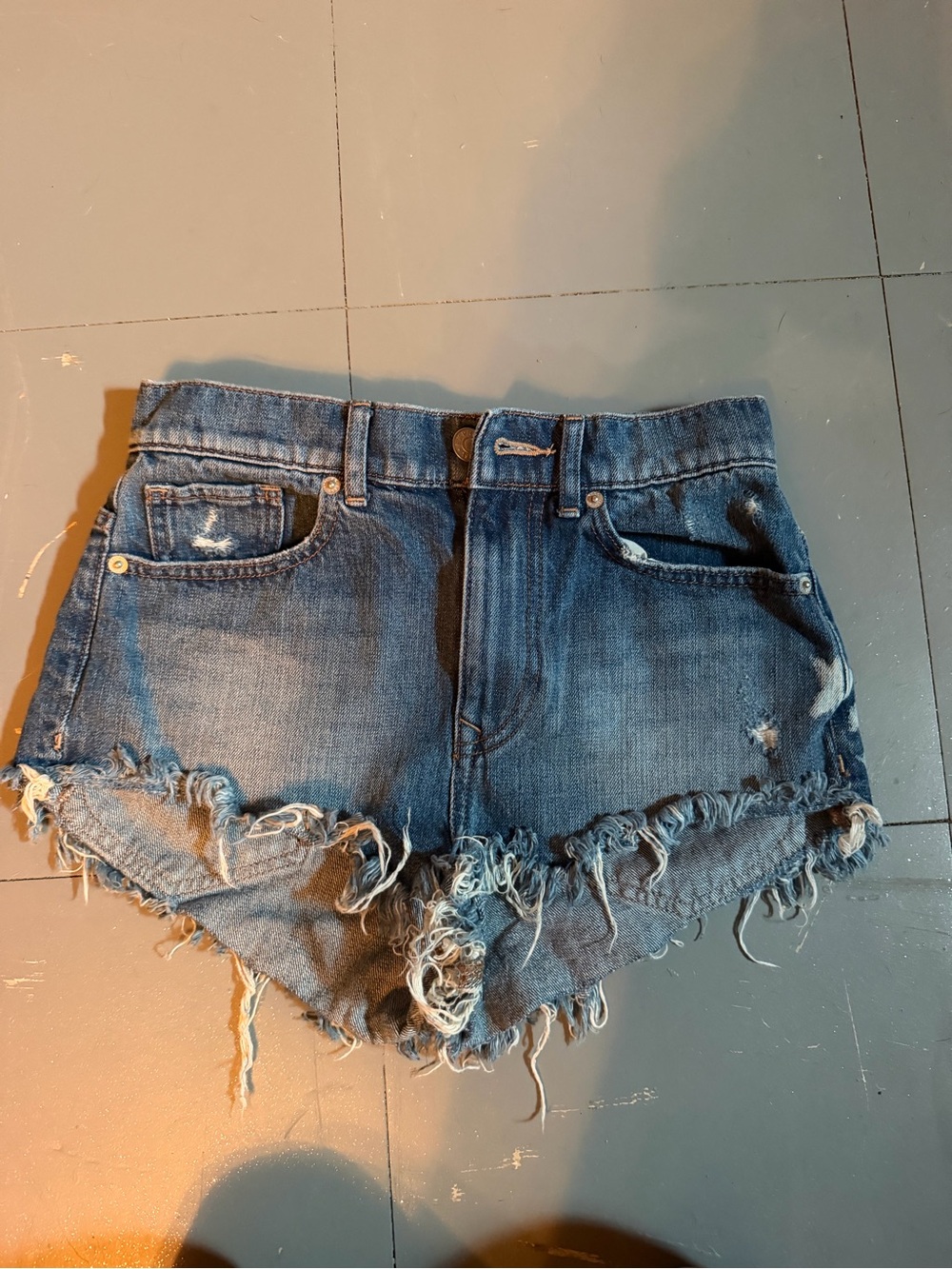 Express Women's Blue Distressed Denim Cutoff Shorts